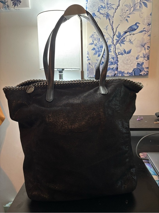 Stella McCartney Handbags - Stella McCartney Falabella Shaggy Deer East West Shopper Tote - Black/Silver